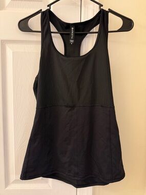 Athleta Black Ribbed Racerback Tank Top